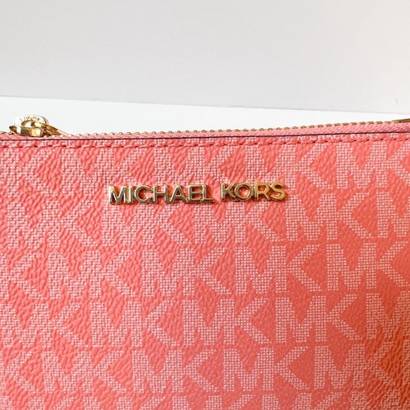 Michael Kors Jet Set Travel Small Coin Pouch ID Key Holder Wallet MK Grapefruit - Picture 9 of 11